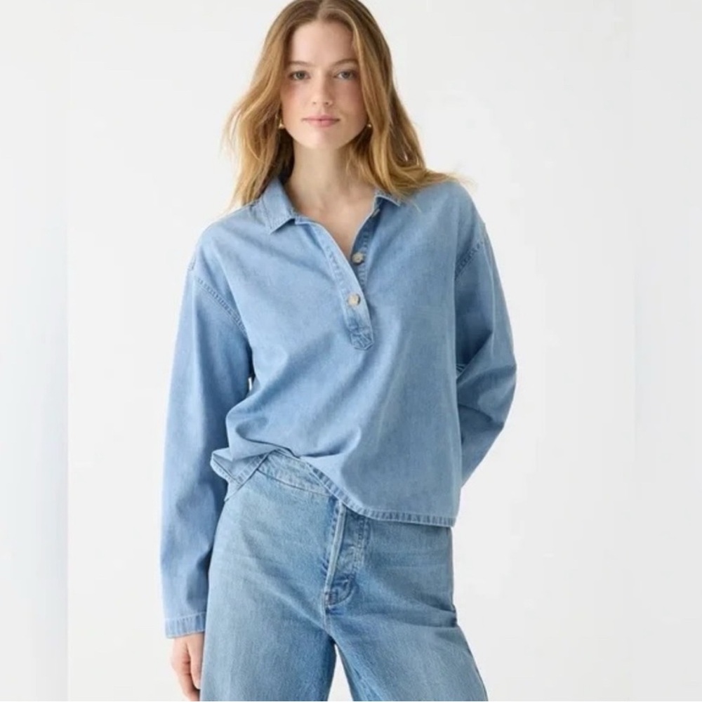 J. Crew Light Blue Chambray Top